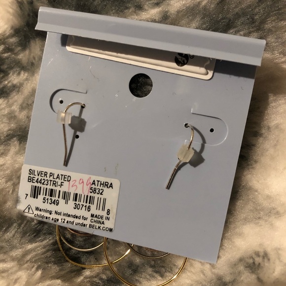 Gold Silver Rose Hoop Earrings, Mixed Metal - Picture 4 of 4